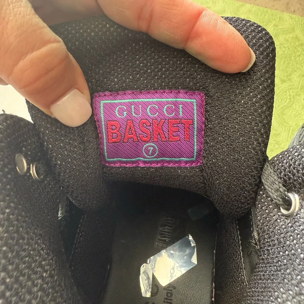 Gucci High-Top Sneakers - Black and Red “Basket” - Picture 4 of 6